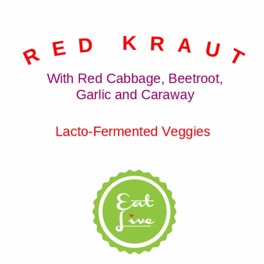 Eat Live Red Kraut with Red Cabbage, Beetroot, Garlic and Caraway 